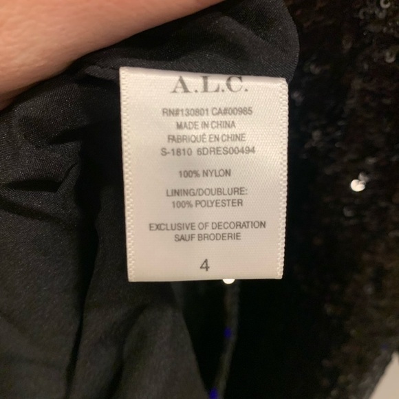 A.L.C. Mara Sequined Long Sleeves Mini Cocktail Dress In Black Size 4 ($595) - Picture 6 of 9